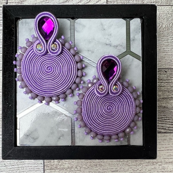 Light Purple Elegant Glam Earrings - Evening Stylish Earrings - Trendy Earrings - Picture 8 of 9